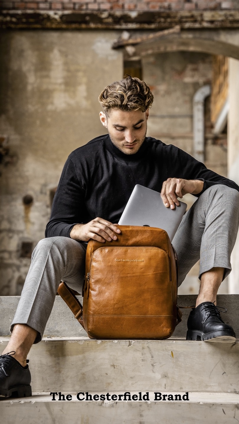 Leren rugzak cognac sale