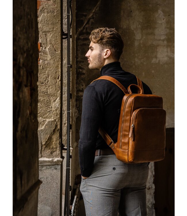 leren rugzak Mack cognac