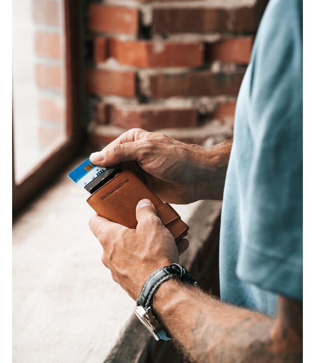 leren portemonnee Leicester cognac