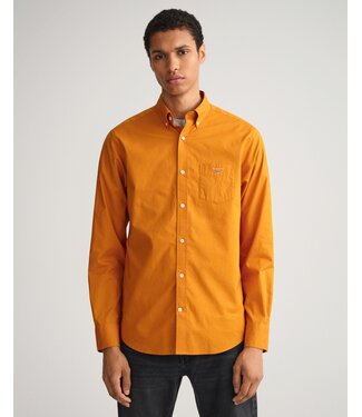 GANT regular fit poplin overhemd mosterd