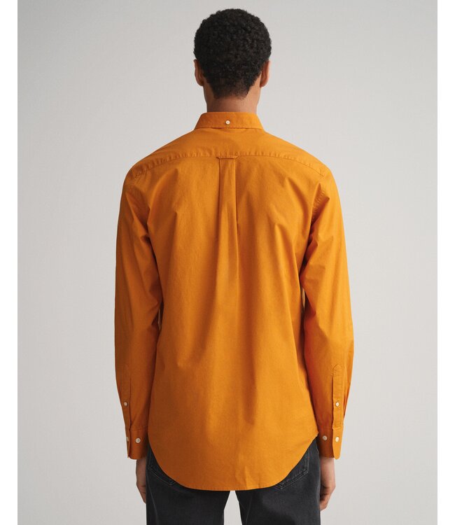 regular fit poplin overhemd mosterd