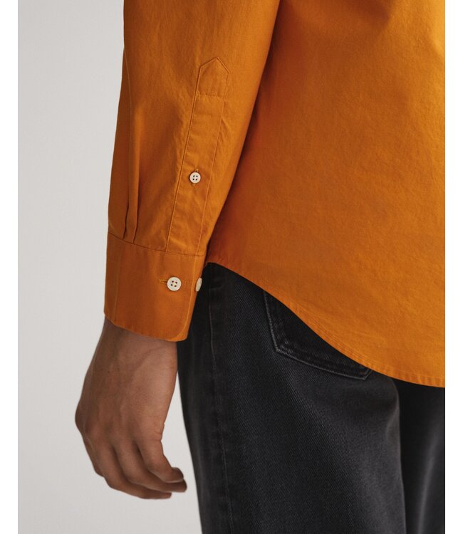 regular fit poplin overhemd mosterd