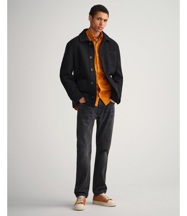 regular fit poplin overhemd mosterd