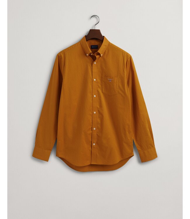 regular fit poplin overhemd mosterd