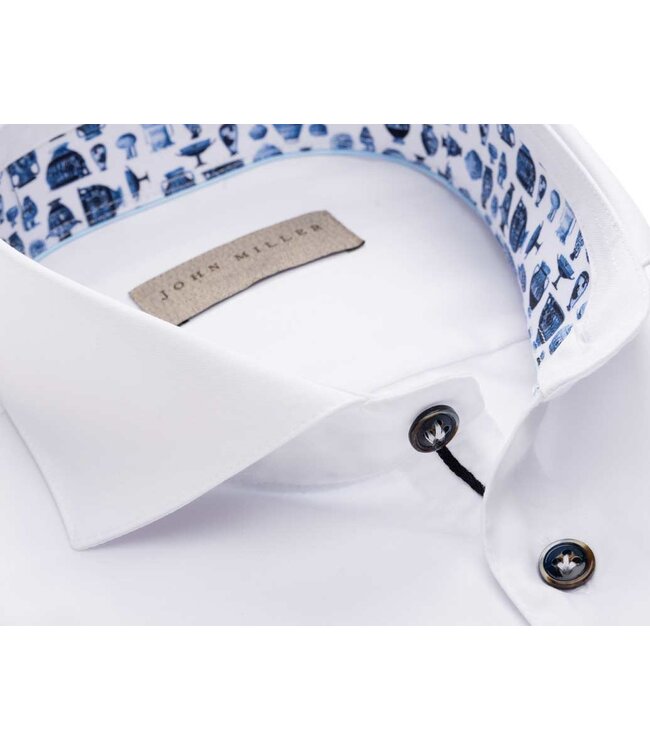 tailored fit overhemd wit met wide spread boord