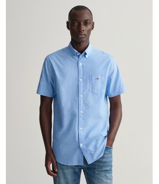 GANT regular fit korte mouw overhemd lichtblauw