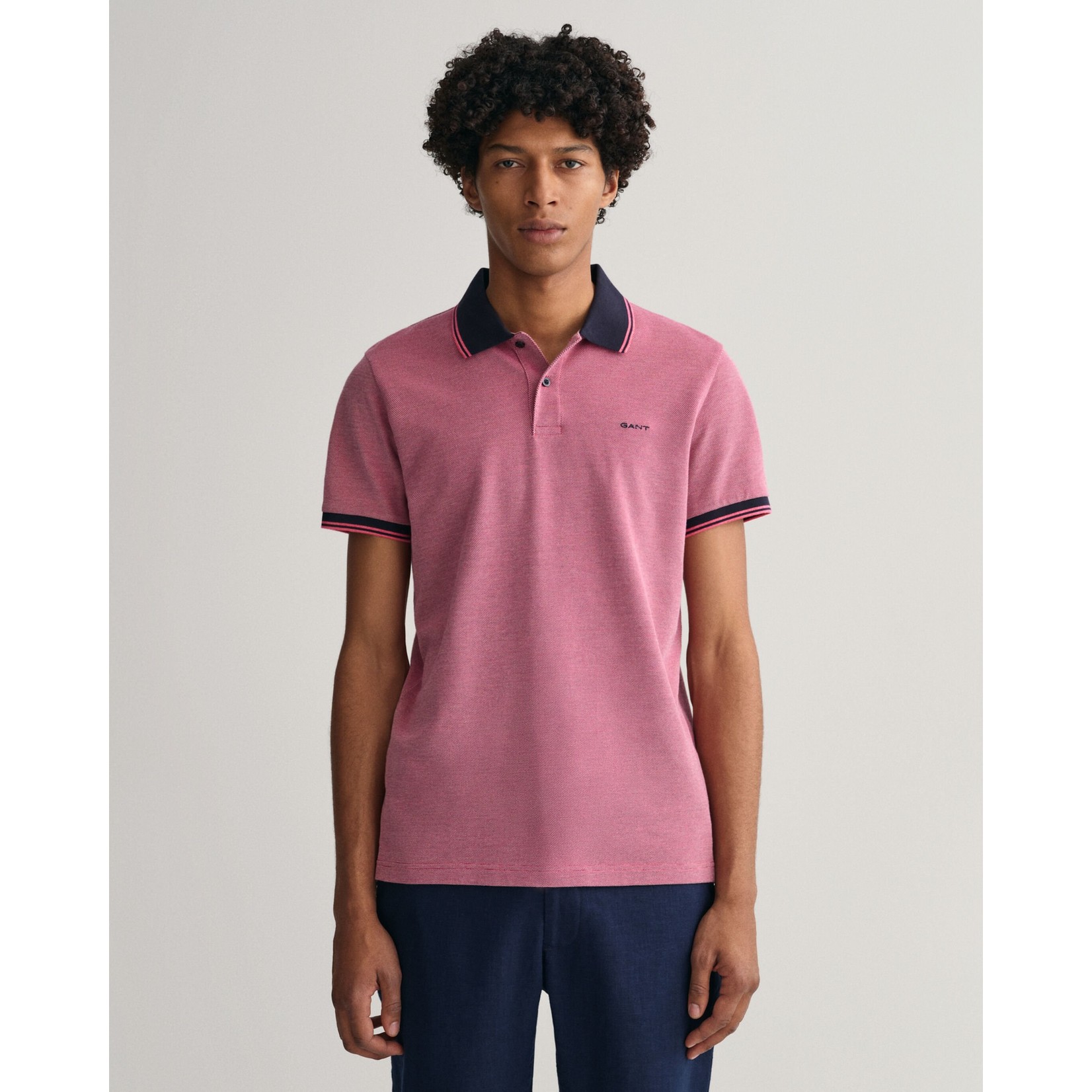 GANT 4-kleurig Oxford piqué polo magenta