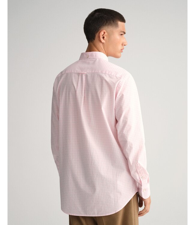 regular fit poplin overhemd Gingham roze ruitje