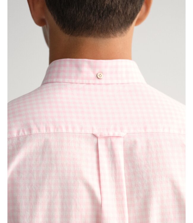 regular fit poplin overhemd Gingham roze ruitje