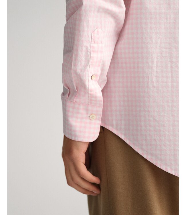 regular fit poplin overhemd Gingham roze ruitje