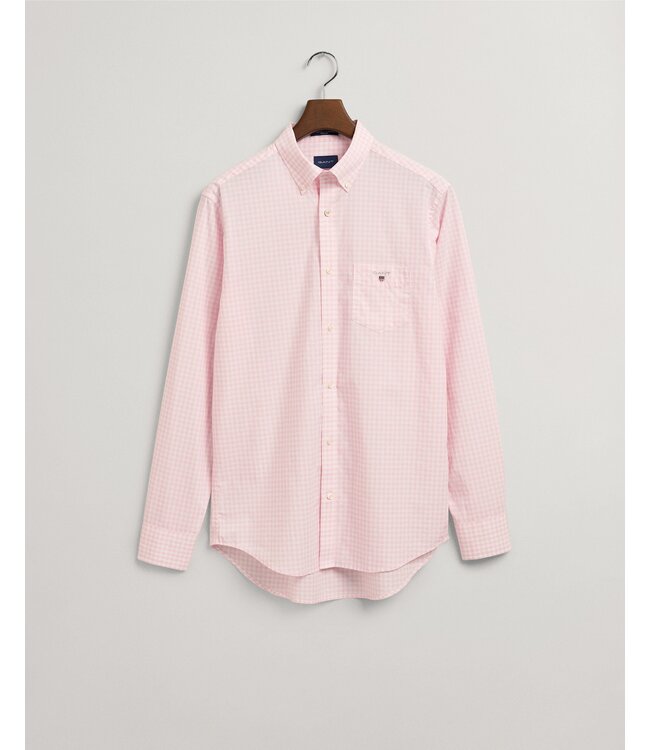regular fit poplin overhemd Gingham roze ruitje