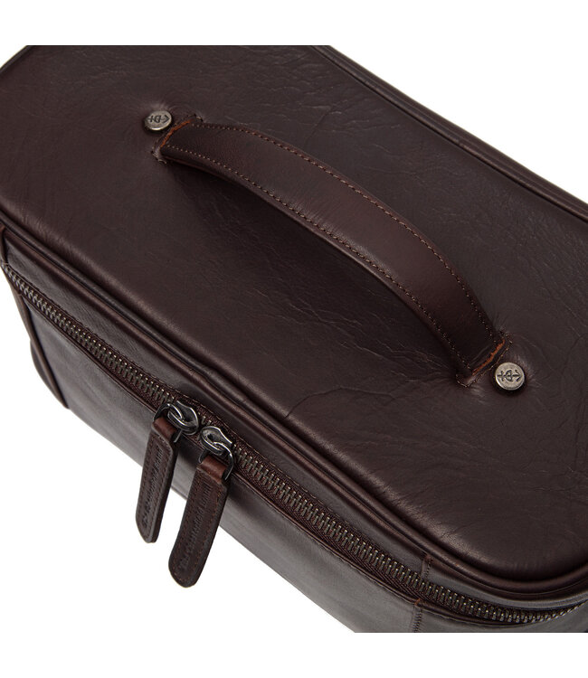 leren toilettas Limone bruin