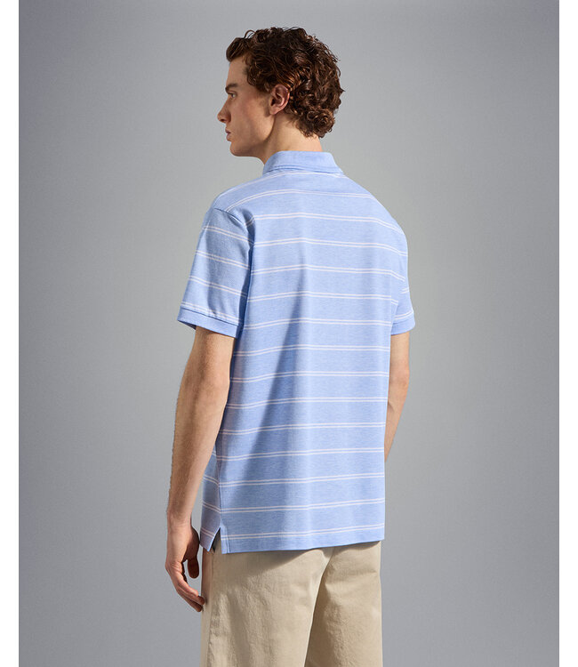 piqué polo korte mouw lichtblauw streep