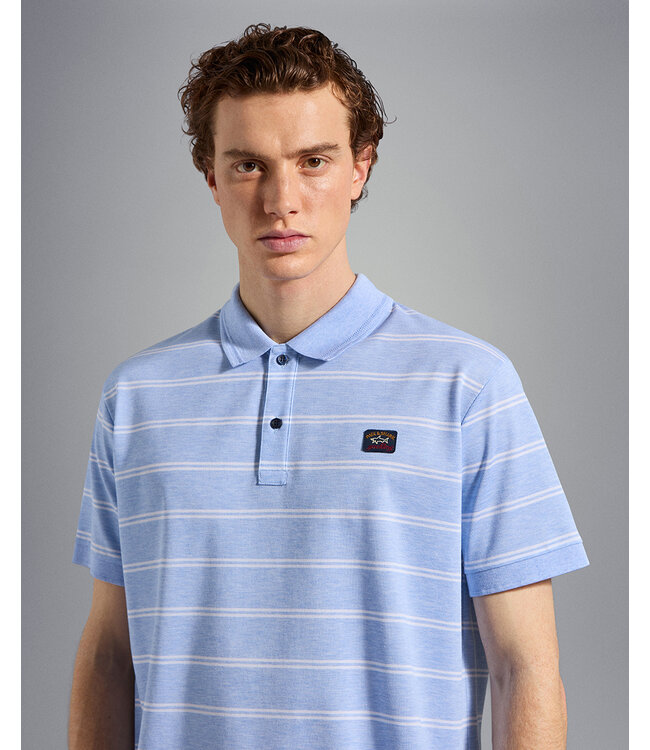 piqué polo korte mouw lichtblauw streep