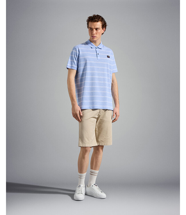 piqué polo korte mouw lichtblauw streep