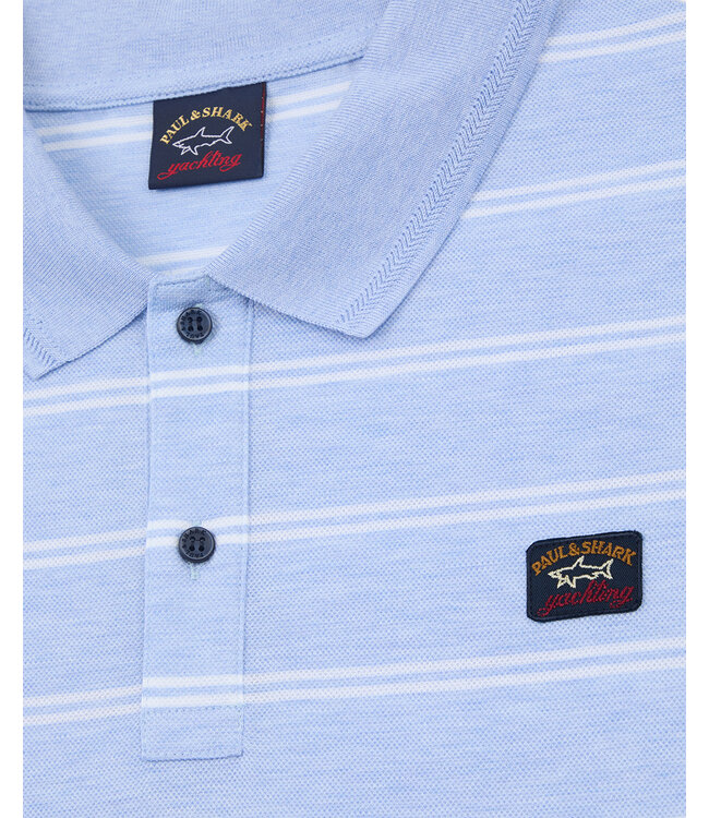 piqué polo korte mouw lichtblauw streep