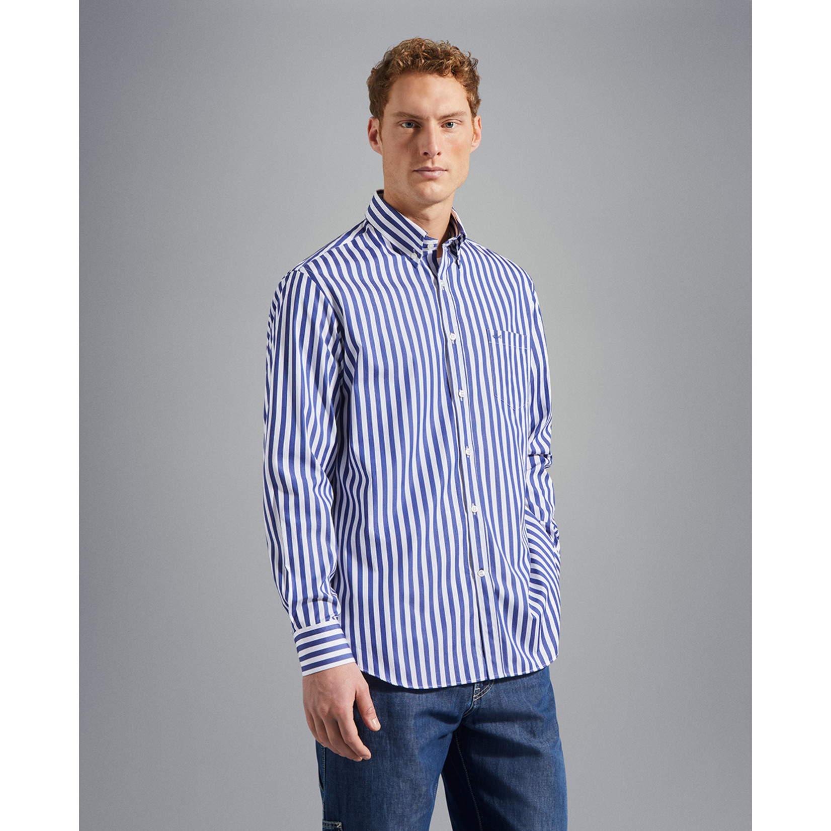 Paul & Shark regular fit poplin overhemd blauw streep