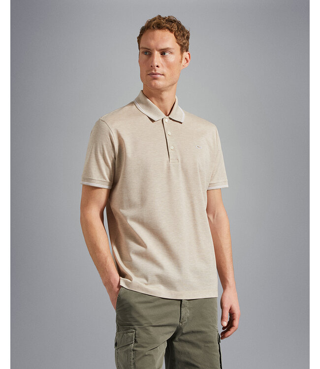 piqué polo korte mouw beige