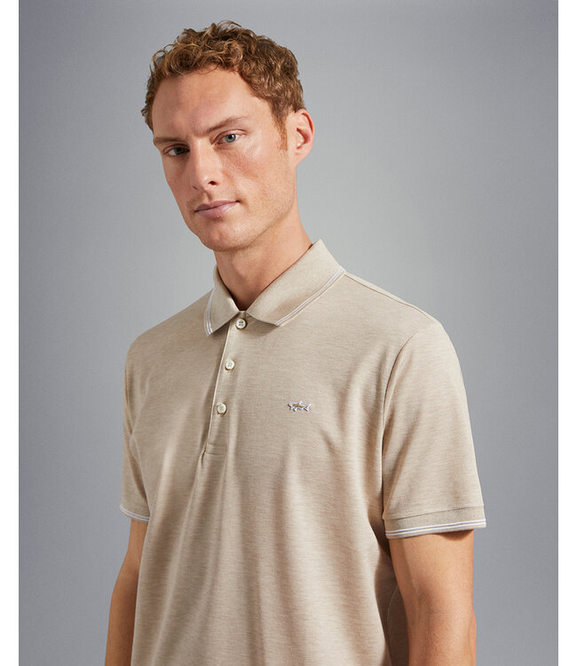 piqué polo korte mouw beige