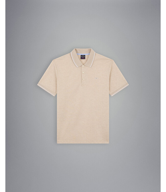 piqué polo korte mouw beige