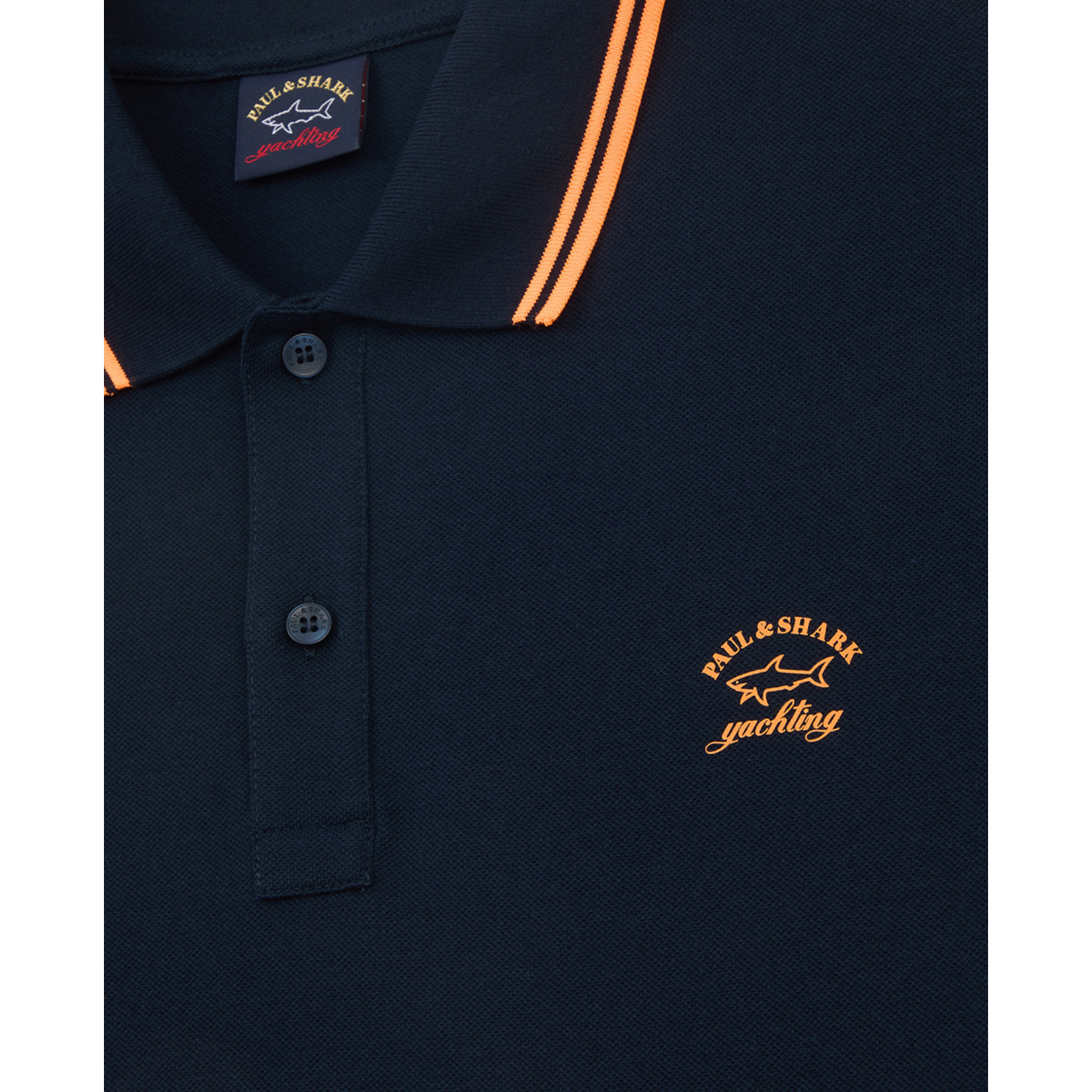 Paul & Shark piqué polo korte mouw met fluo-logo marine