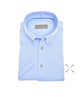 John Miller slim fit hyperstretch korte mouw overhemd lichtblauw