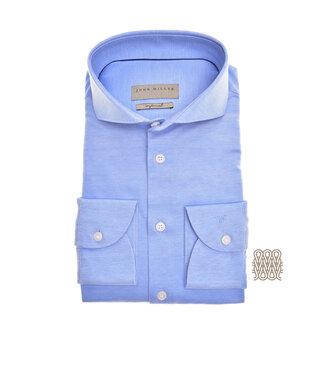 John Miller slim fit tricot overhemd blauw