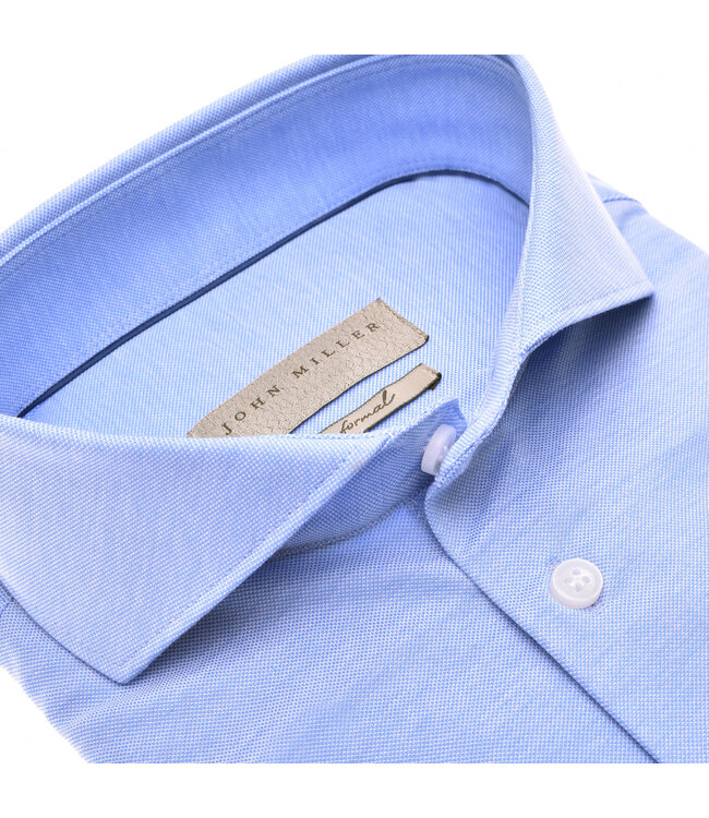 slim fit tricot overhemd blauw