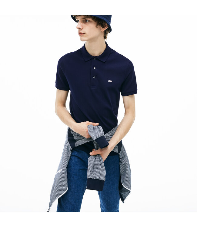 stretch polo korte mouw marine