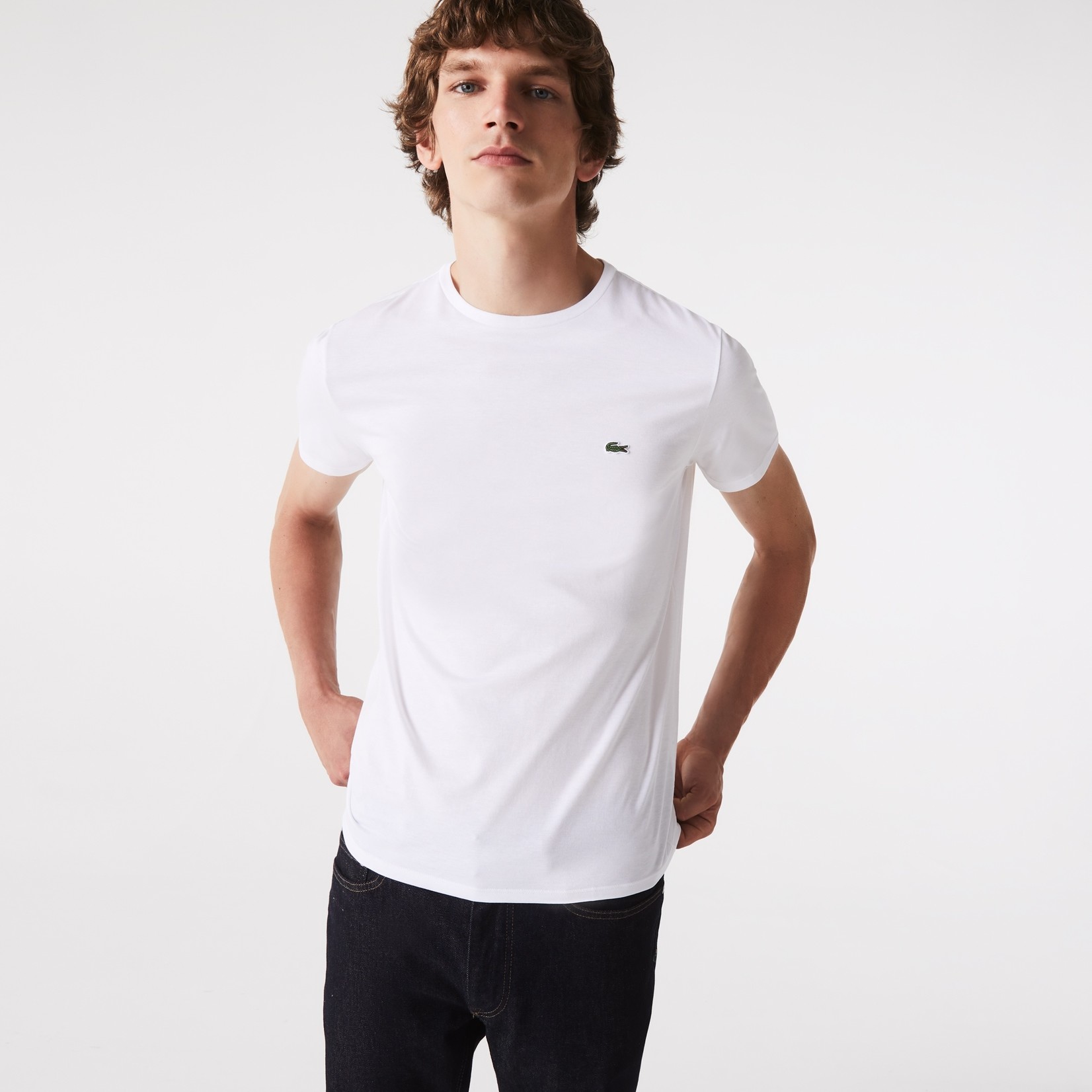 Lacoste ronde hals katoenjersey t-shirt wit