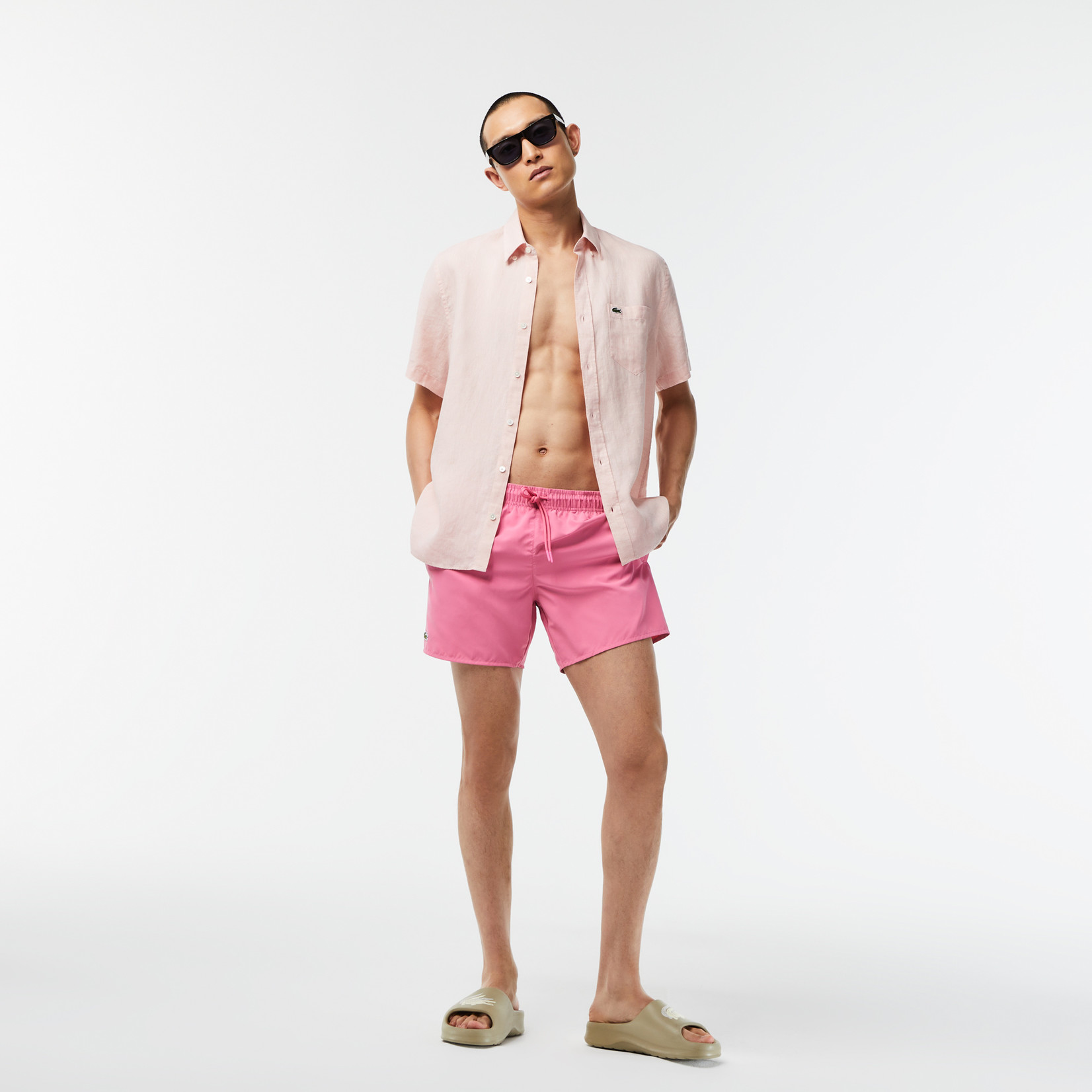 Lacoste sneldrogende zwemshort roze