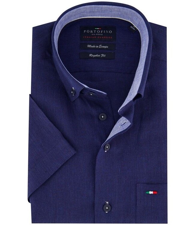 regular fit korte mouw overhemd marine