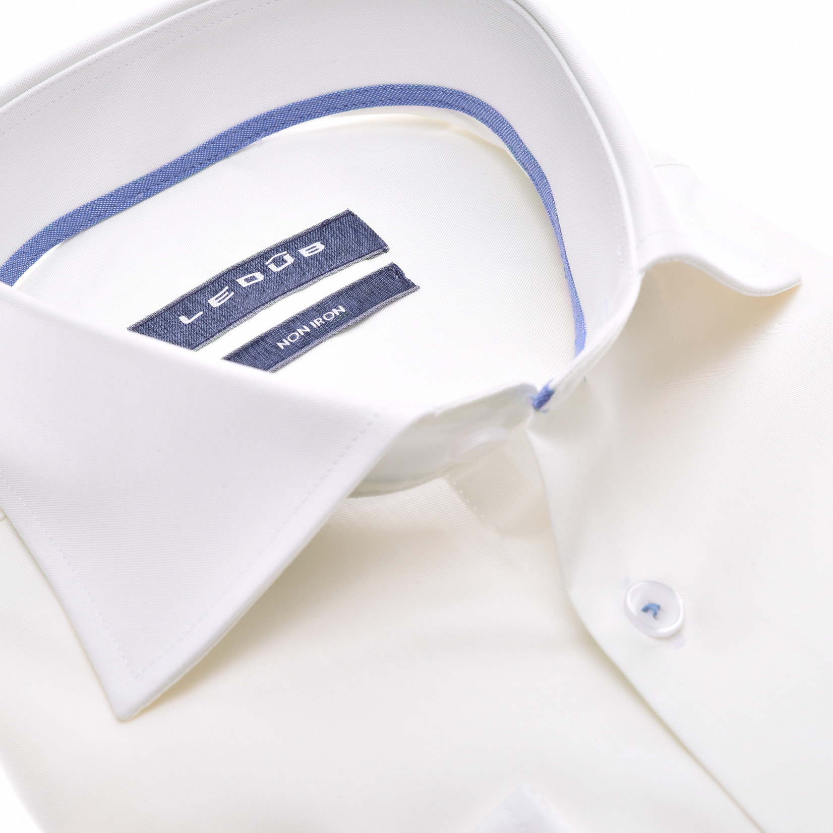 Ledub slim fit overhemd ivoor wit