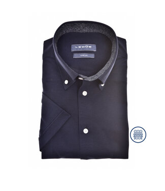Ledûb modern fit korte mouw overhemd marine