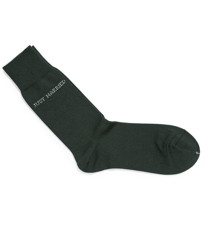 Just Married sokken donkergroen