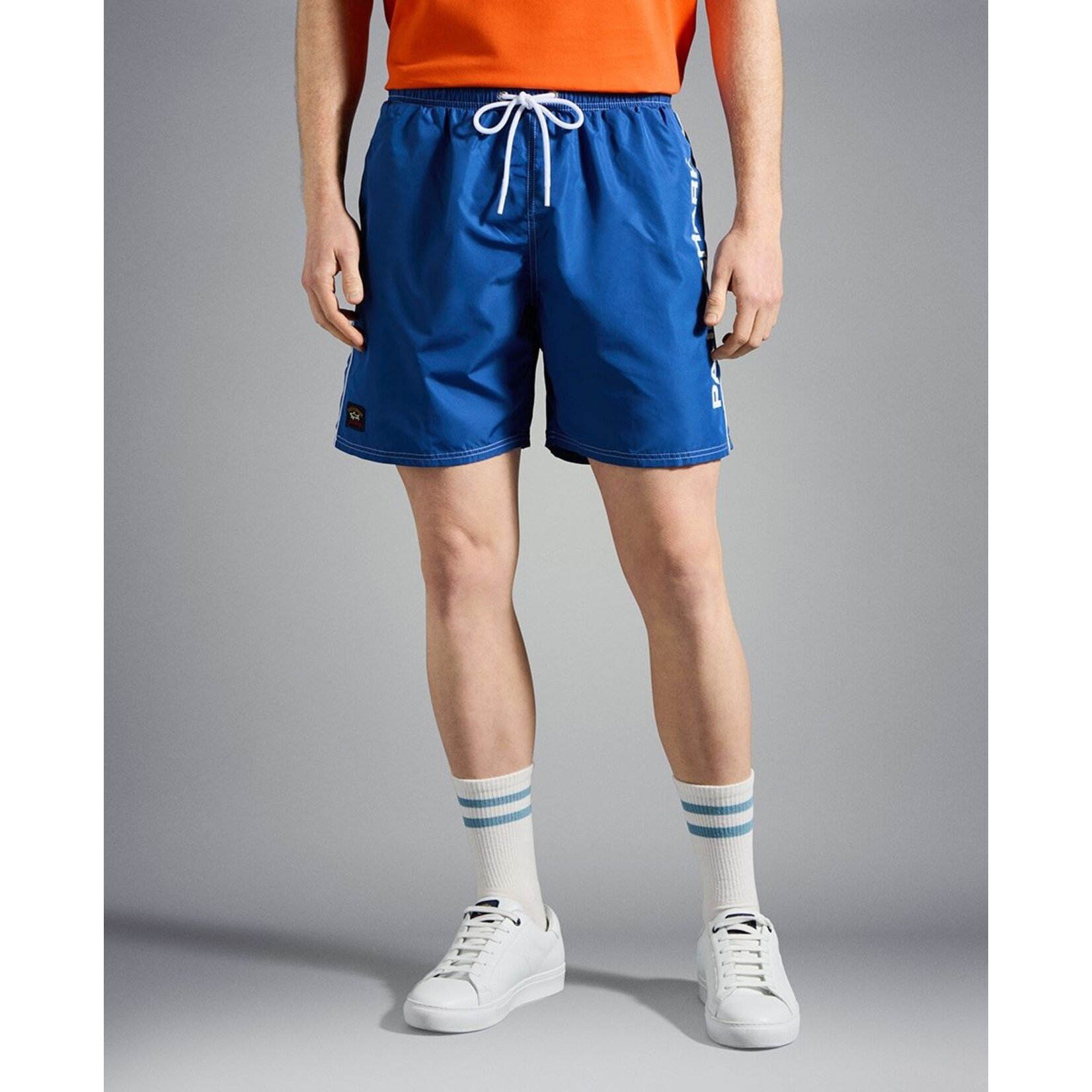 Paul & Shark zwemshort met geprint logo cobalt