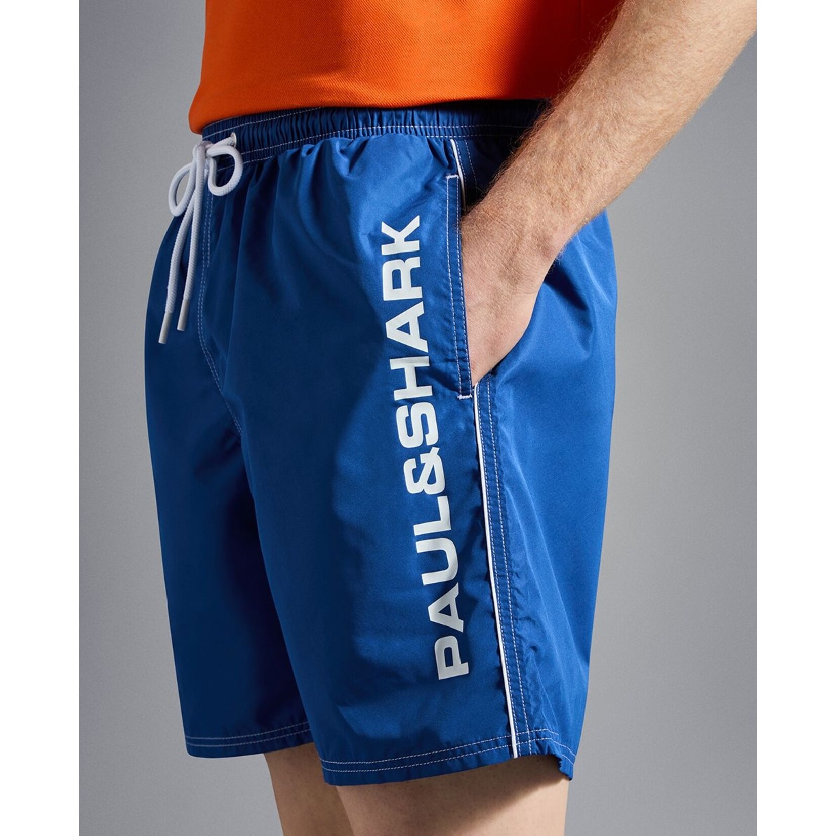 Paul & Shark zwemshort met geprint logo cobalt