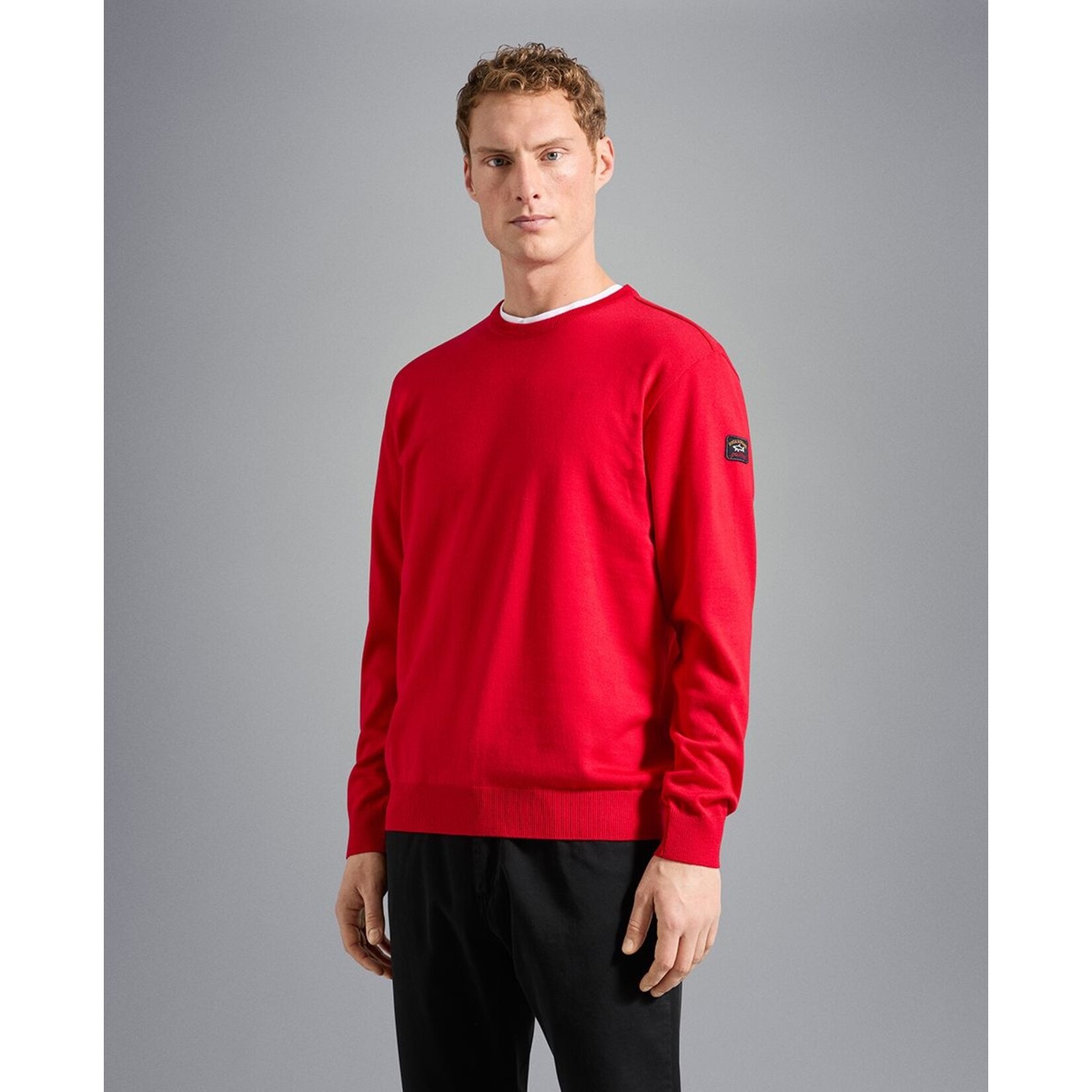 Paul & Shark basic ronde hals trui merino wol rood