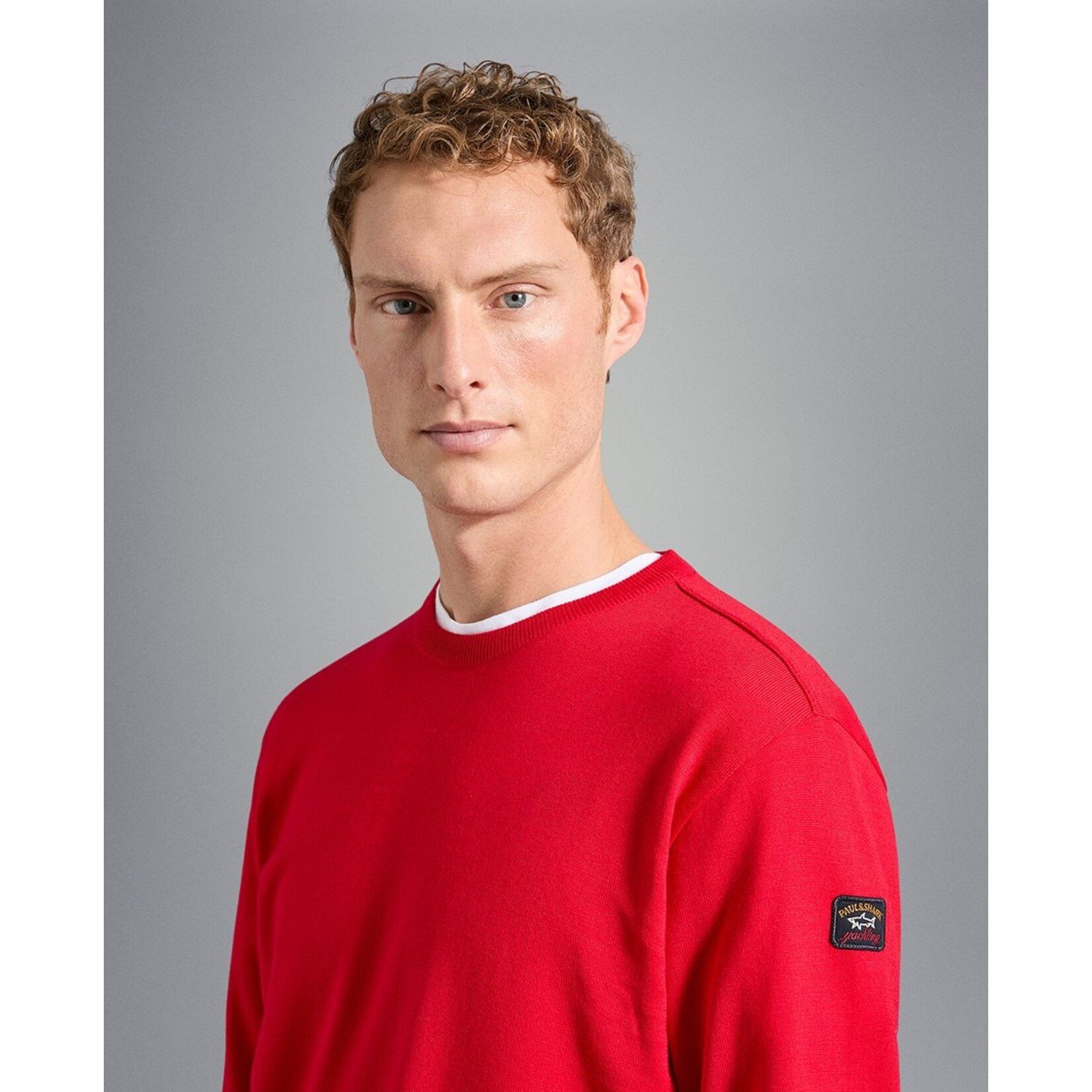 Paul & Shark basic ronde hals trui merino wol rood