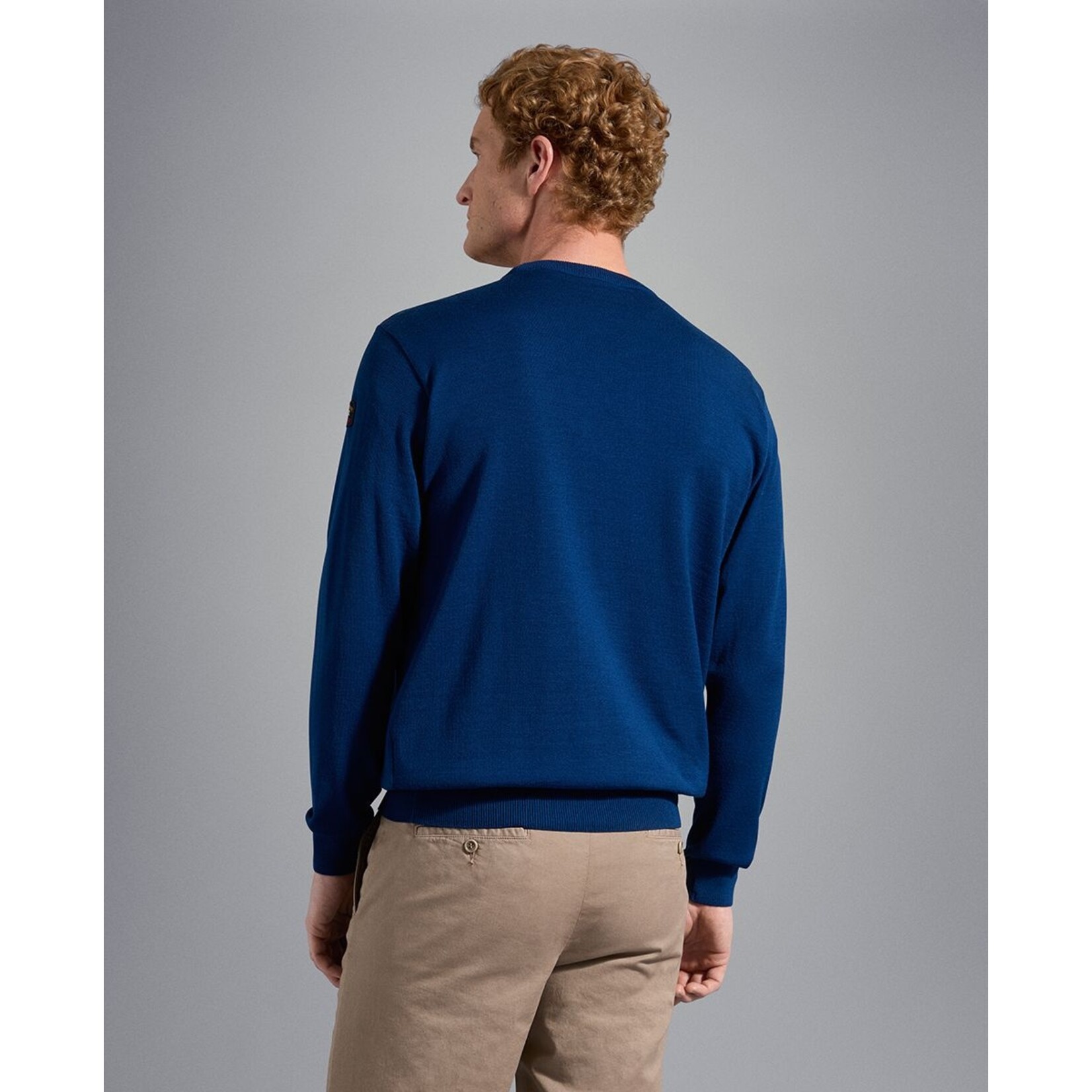 Paul & Shark basic ronde hals trui merino wol cobalt