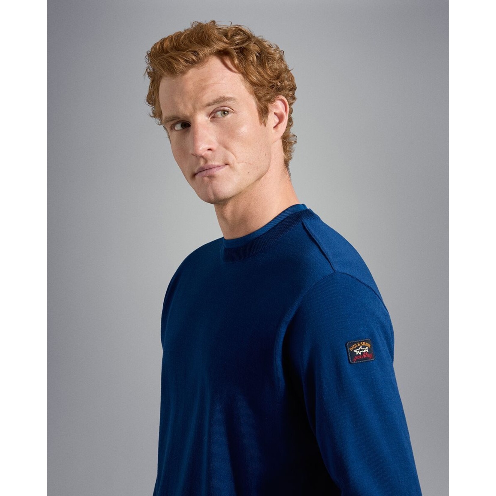 Paul & Shark basic ronde hals trui merino wol cobalt