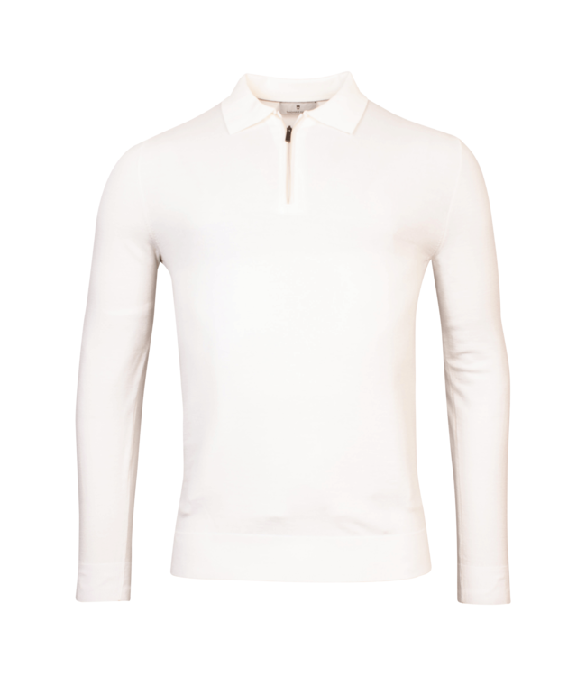 pullover met korte rits en polokraag ecru