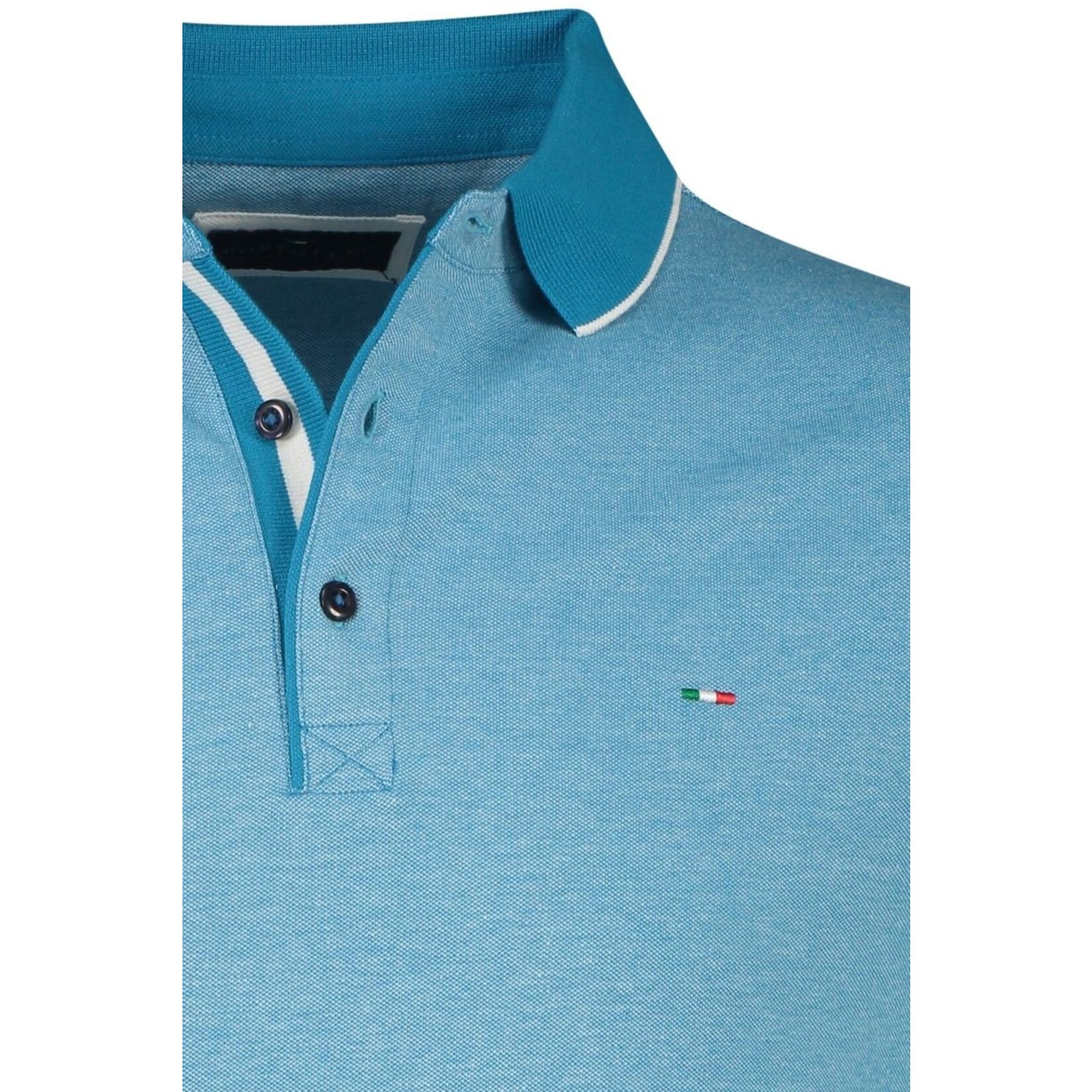 Portofino korte mouw polo met bies aqua