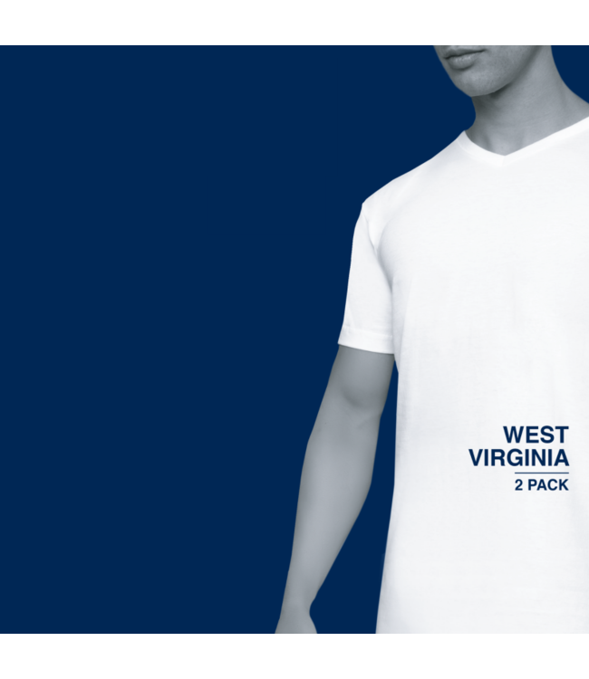 West Virginia 2-pack v-hals t-shirt wit