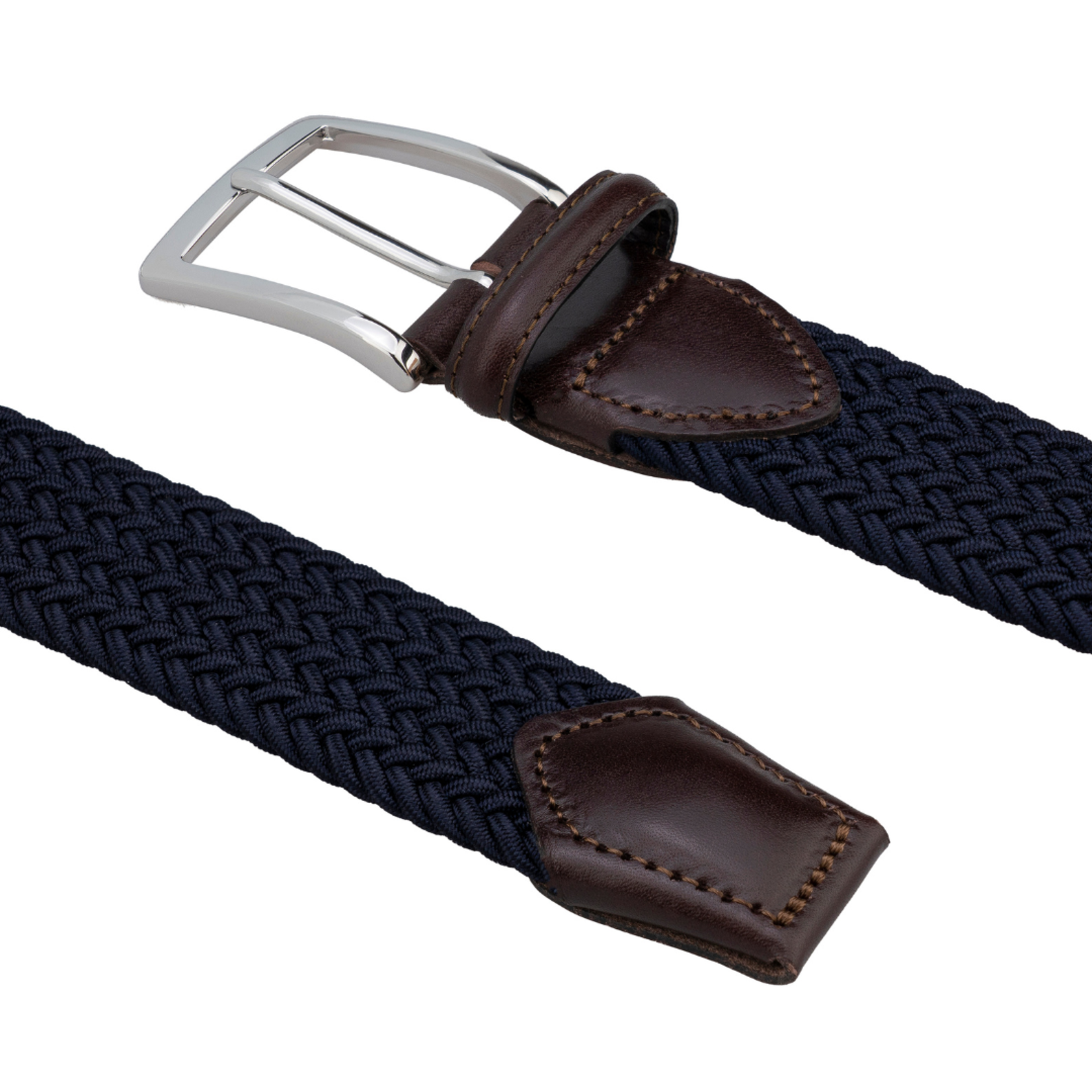 Athison Rayon gevlochten stretch riem marine