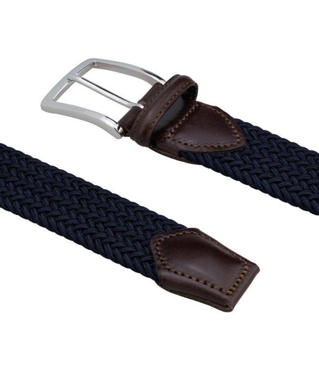 Rayon gevlochten stretch riem marine