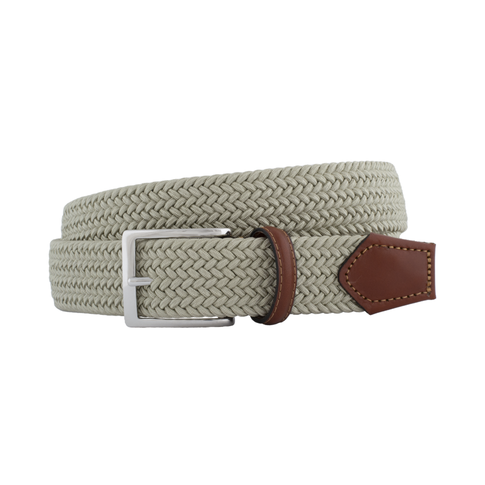 Athison Rayon gevlochten stretch riem beige