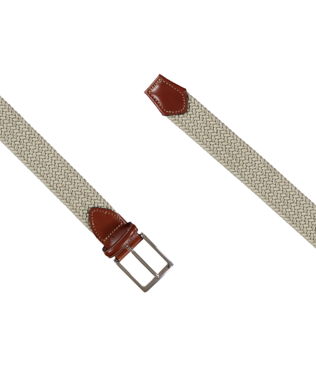 Rayon gevlochten stretch riem beige