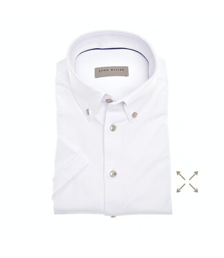 John Miller slim fit hyperstretch korte mouw overhemd wit