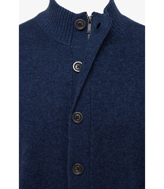 vest met ritssluiting en knopen marine